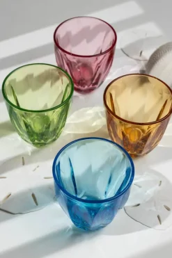 La Rochère Lily Vandglas - 4 stk. 26 cl - Glas - Grøn/mandarin/Lyserød/blå
