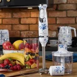 Laura Ashley Stavblender 2 programmer - Justerbarhastighed - Hvid/blå