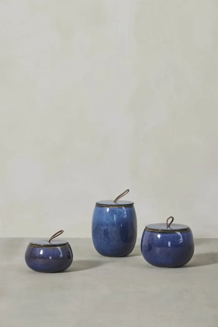 Lene Bjerre Amera Krukke Ø 11 x H 7,5 cm - Stentøj - Blå