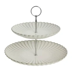 Lene Bjerre Camille Etagere H 27 cm - Stentøj - Hvid