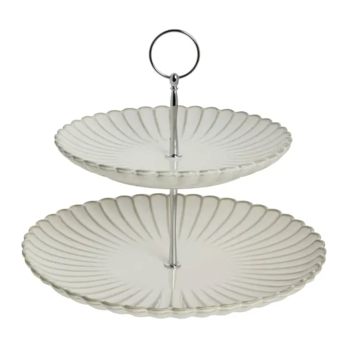 Lene Bjerre Camille Etagere H 27 cm - Stentøj - Hvid