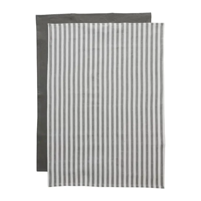 Lene Bjerre Estrille Viskestykke - 2 stk. B 50 x L 70 cm - Bomuld - Grå