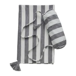 Lene Bjerre Felima Plaid B 140 x L 200 cm - Bomuld - Hvid/mørkegrå