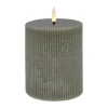 Lene Bjerre Lillia LED Bloklys Ø 10 x H 12 cm - Paraffin - Støvet Grøn