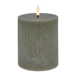 Lene Bjerre Lillia LED Bloklys Ø 10 x H 12 cm - Paraffin - Støvet Grøn