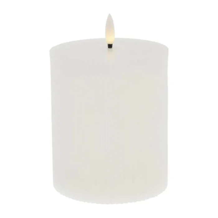 Lene Bjerre Lillia LED Bloklys Ø 10 x H 12 cm - Paraffin - Hvid
