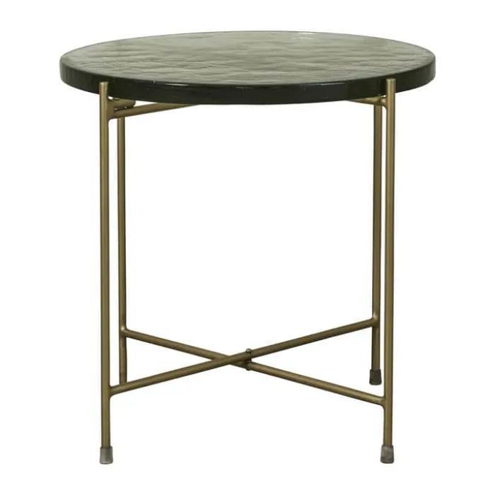 Lene Bjerre Marla Sidebord H 45 x Ø 45 cm - Glas/jern - Grå/guld