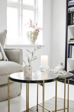 Lene Bjerre Marla Sidebord H 45 x Ø 45 cm - Glas/jern - Grå/guld