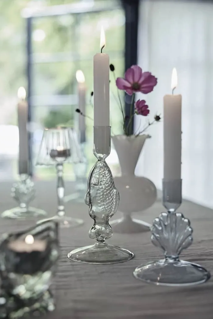 Lene Bjerre Nerina Lysestage H 11,5 cm - Glas - Grøn