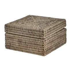 Lene Bjerre Norah Kurv m. Låg H 10 x B 18 x L 18 cm - Rattan - Natur