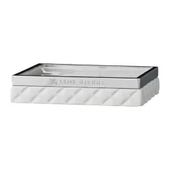 Lene Bjerre Portia Sæbeskål B 10 x L13 cm - Keramik - Hvid/sølv