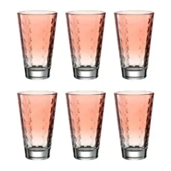 Leonardo Vandglas - 6 stk. 30 cl - Glas - Klar/koral