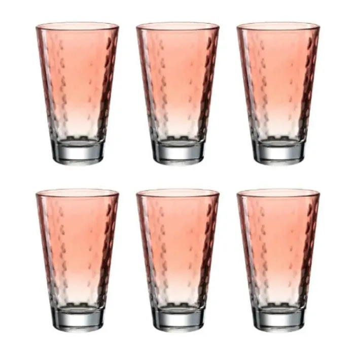 Leonardo Vandglas - 6 stk. 30 cl - Glas - Klar/koral