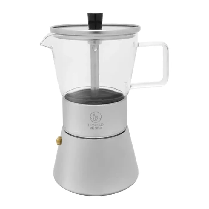 Leopold Vienna Espressokande 4 kopper - Rustfrit stål/glas - Sølvfarvet