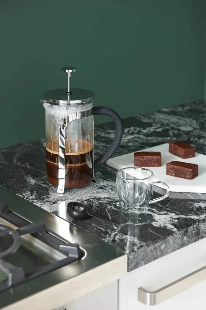 Leopold Vienna Stempelkande 1 liter - Borosilikatglas/rustfrit stål - Sølvfarvet