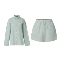Lexington A Parkside Collection Pyjamassæt - 2 dele XL - Økologisk bomuld - Grøn/hvid