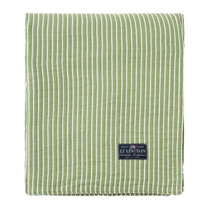 Lexington A Parkside Collection Sengetæppe L 240 x B 160 cm - Bomuld - Hvid/grøn