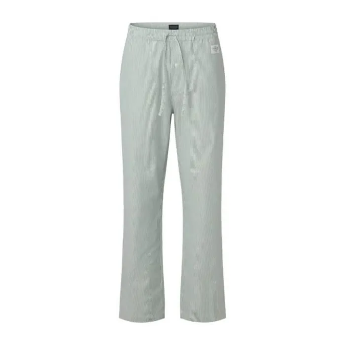 Lexington A Parkside Collection Pyjamasbukser S - Økologisk bomuld - Grøn/hvid