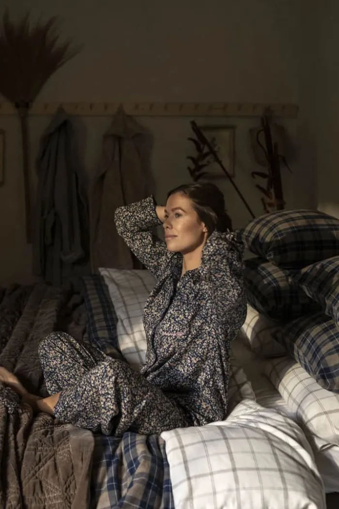 Lexington Comforts of Fall Pyjamassæt - 2 dele XS - Lyocell - Blue Flower