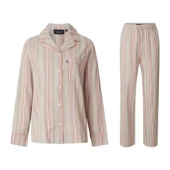 Lexington From Back Home Isabella Pyjamassæt - 2 dele XS - Økologisk bomuld - Beige/lyserød