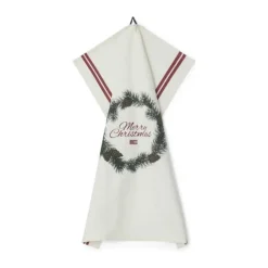 Lexington Holiday Collection 2023 Viskestykke - Merry Christmas B 50 x L 70 cm - Økologisk bomuld - Hvid