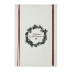 Lexington Holiday Collection 2023 Viskestykke - Merry Christmas B 50 x L 70 cm - Økologisk bomuld - Hvid