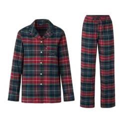 Lexington Holiday Collection 2023 Miranda Pyjamassæt - 2 dele S - Økologisk bomuld - Rød/blå/grøn