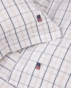 Lexington Icons Checked Dynebetræk B 140 x L 220 cm - Bomuld - White/Beige/Navy
