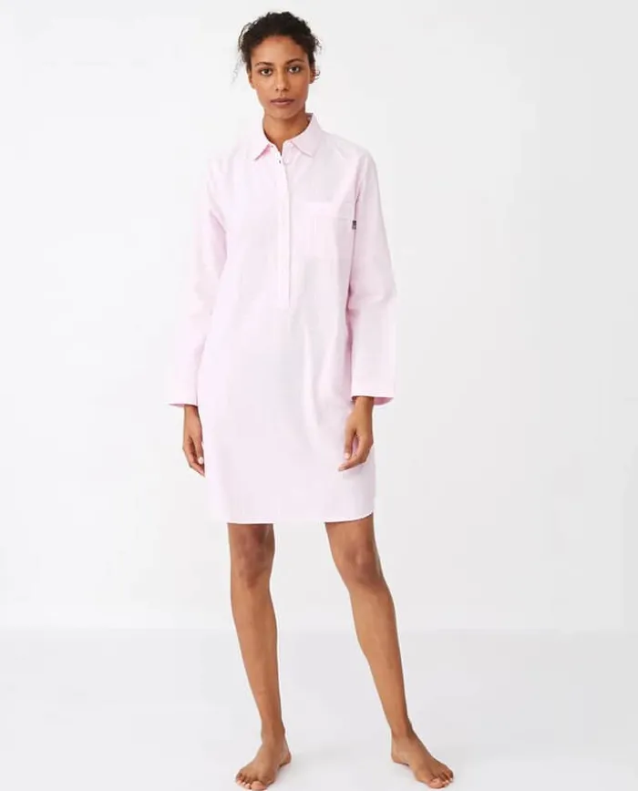 Lexington Pyjamasskjorte Organic Dame M - Bomuld - Pink/White