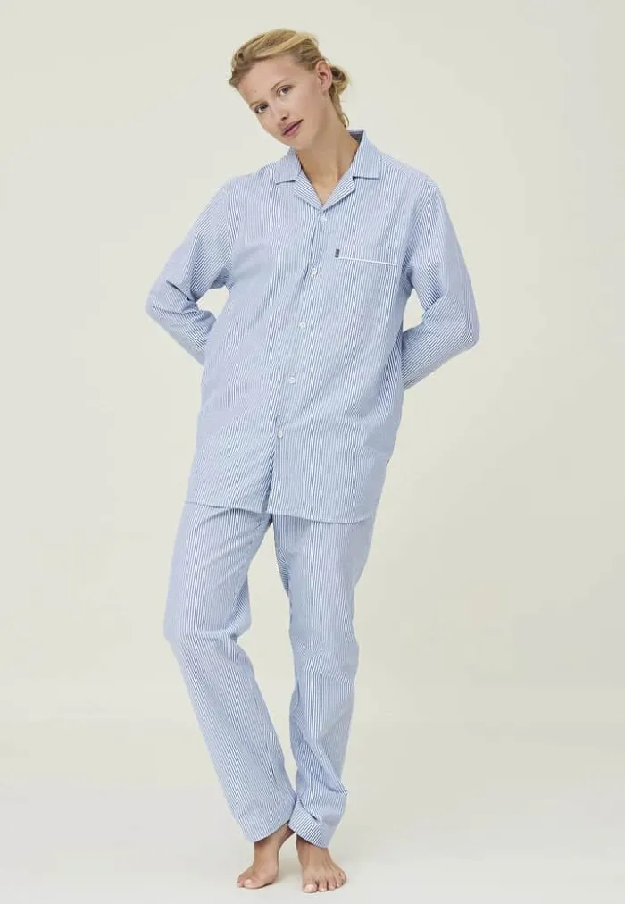 Lexington Pyjamassæt Organic XL - Bomuld - Blue/White