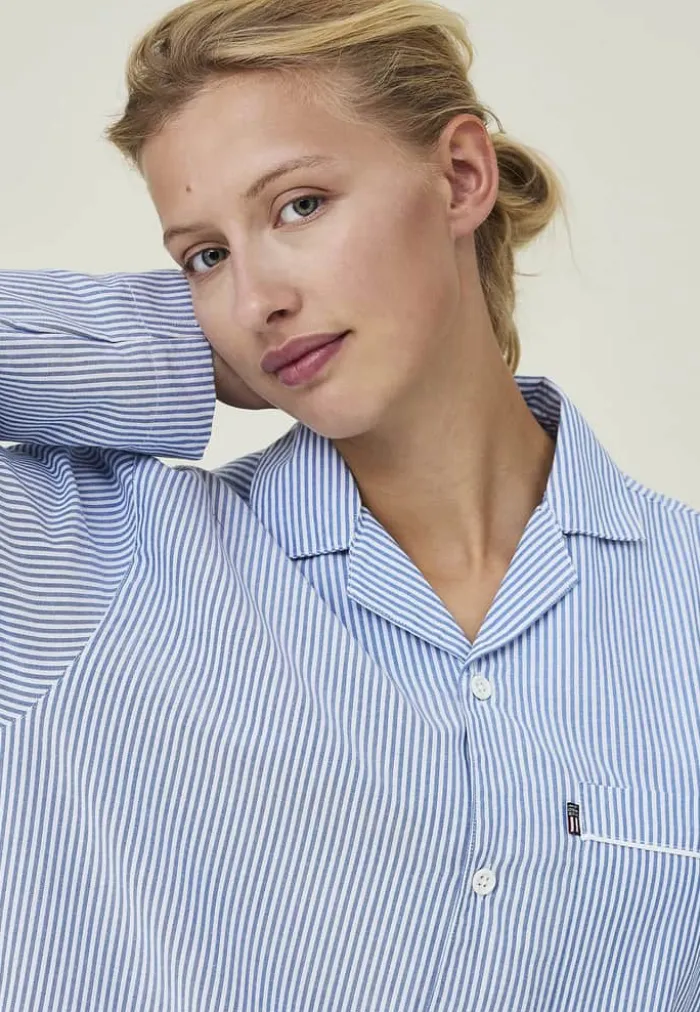 Lexington Pyjamassæt Organic XL - Bomuld - Blue/White