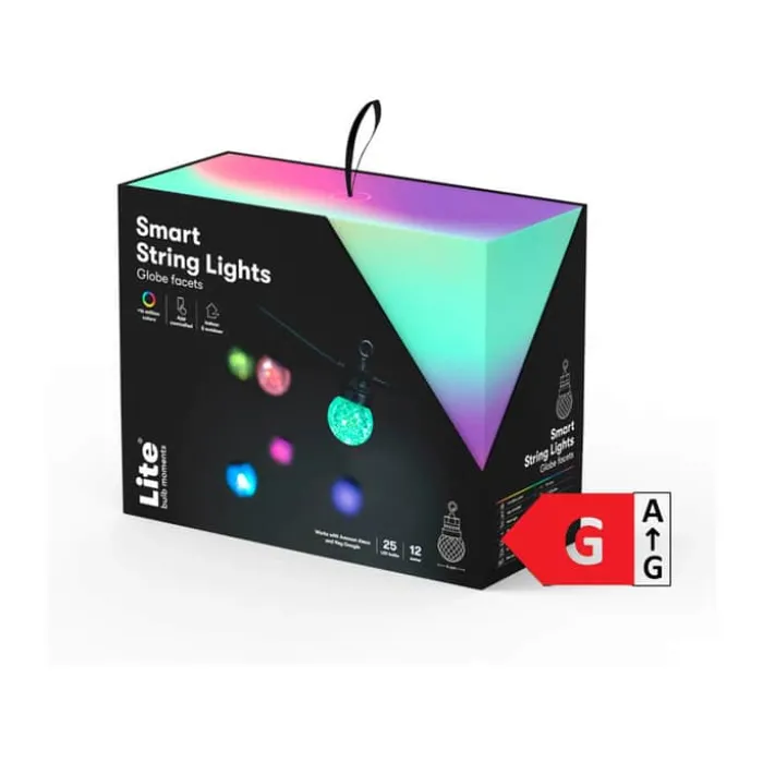 Lite Bulb Moments Smart LED Lyskæde - Globe Facets L 15 m - 25 lys - Udendørs