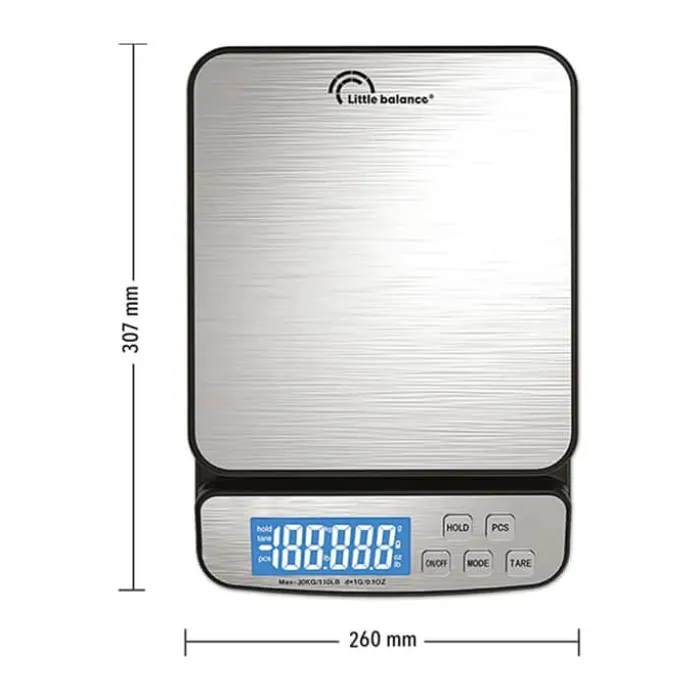 Little Balance Pakkevægt Vejekapacitet: 30 kg - Målepræcision: 1 gram - Autosluk