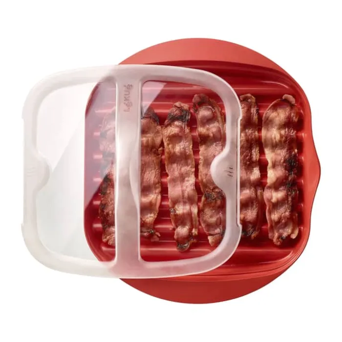 Lékué Bacon Maker L 28 x B 25 cm - BPA-fri plast - Rød