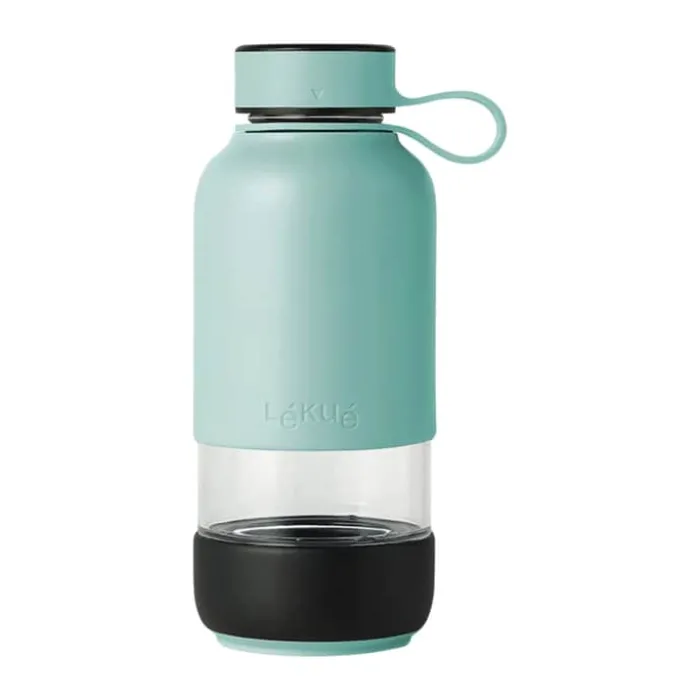 Lékué To Go Drikkeflaske 600 ml - Borosilikatglas/silikone/polypropylen - Turkis