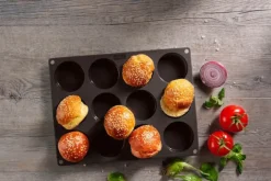 LURCH Flexiform Form til burgerboller Til 12 stk. - Platinsilikone - Brun