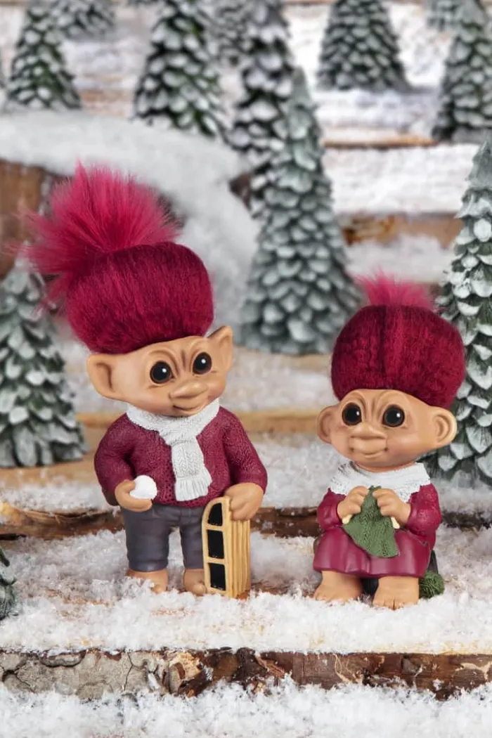 Lykketrold Familien Grandam - Moster H 15 cm - Specialkeramik - Rød