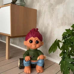 Lykketrold Familien Grandam Nisse H 50 cm - Special keramik - Rød