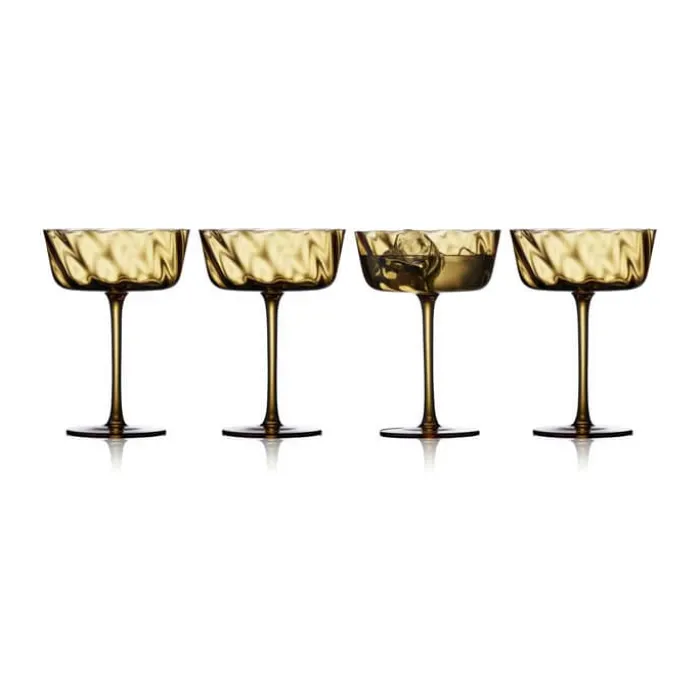 Lyngby Glas Vienna Champagneskål - 4 stk. 30 cl - Glas - Brun