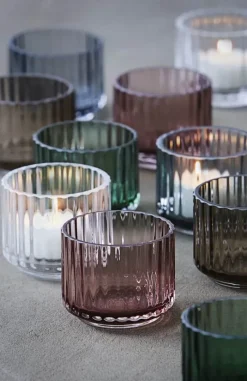Lyngby Porcelæn Fyrfadsstage H 5,5 cm - Mundblæst glas - Grøn