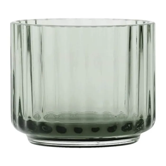 Lyngby Porcelæn Fyrfadsstage H 5,5 cm - Mundblæst glas - Grøn