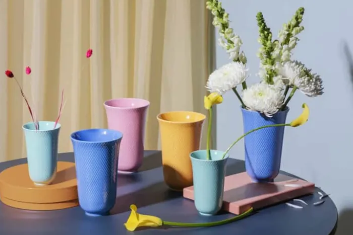 Lyngby Porcelæn Rhombe Color Vase H 20 cm - Porcelæn - Blå