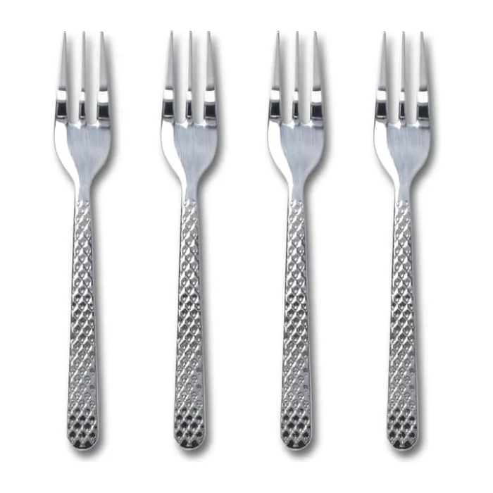 Lyngby Porcelæn Rhombe Kagegaffel - 4 stk. L 17 cm - Genanvendt stål - Blank