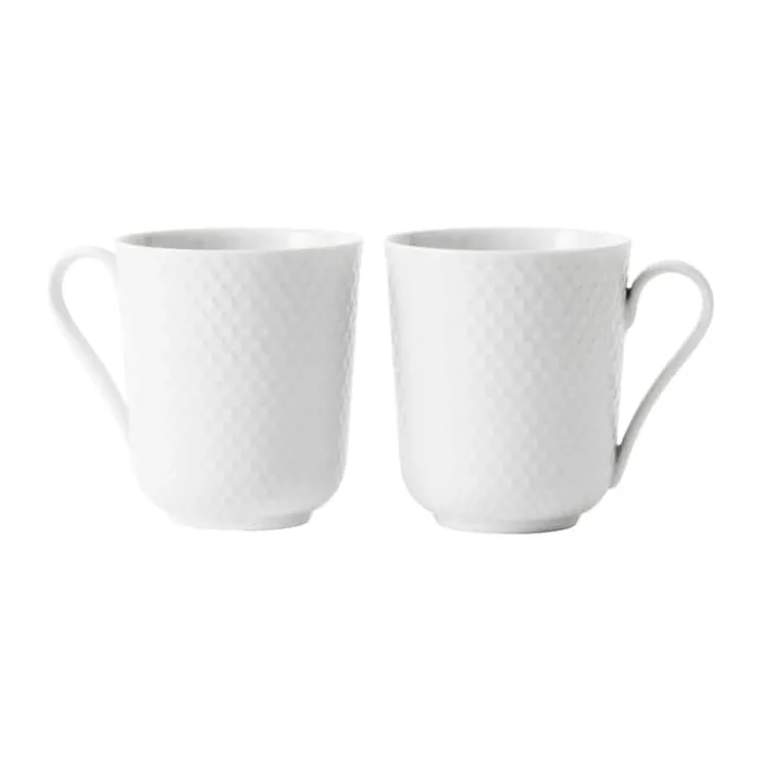 Lyngby Porcelæn Rhombe Krus - 2 stk. 33 cl - Porcelæn - Hvid
