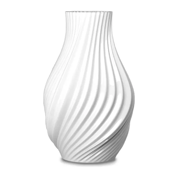 Lyngby Porcelæn Twist Vase H 18 cm - Porcelæn - Hvid