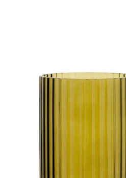 Lyngby Porcelæn Vase H 20,5 cm - Mundblæst glas - Olivengrøn