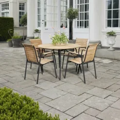 Mandalay Bellevue Havemøbelsæt - 5 dele Teaktræ/aluminium - Antracit
