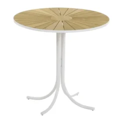 Mandalay Marguerit Cafébord H 68 x Ø 70 cm - Teaktræ/aluminium - Hvid