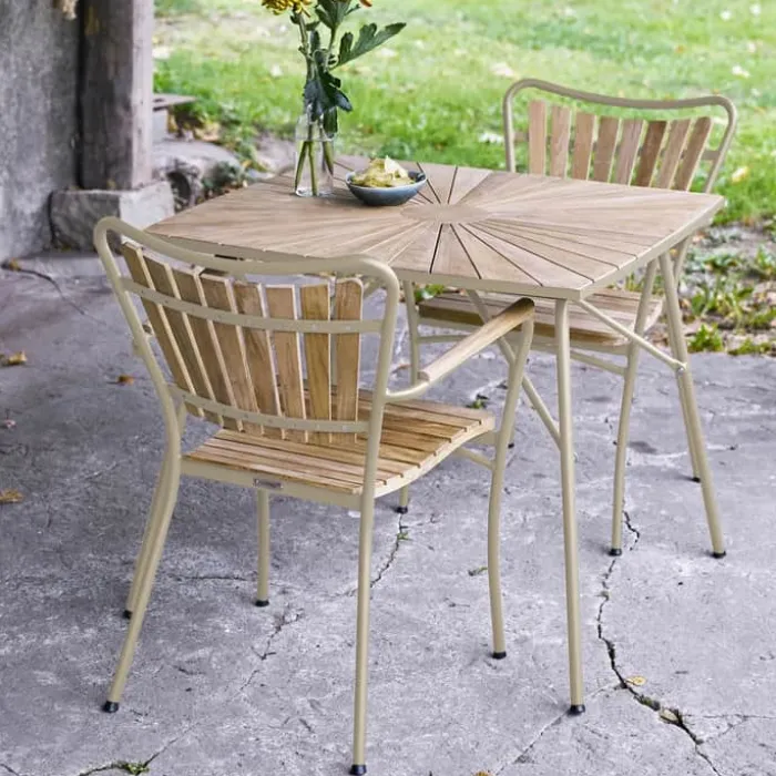 Mandalay Marguerit Cafésæt - 3 dele H 72 x B 83 x L 83 cm - Teaktræ/aluminium - Taupe