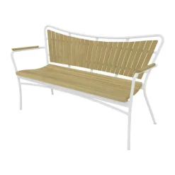 Mandalay Marguerit Havebænk H 82/44 x D 41 x L 143 cm - Aluminium/teaktræ - Hvid